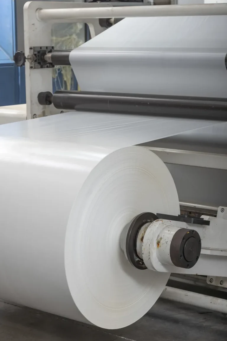 BOPP film roll running through converting equipment