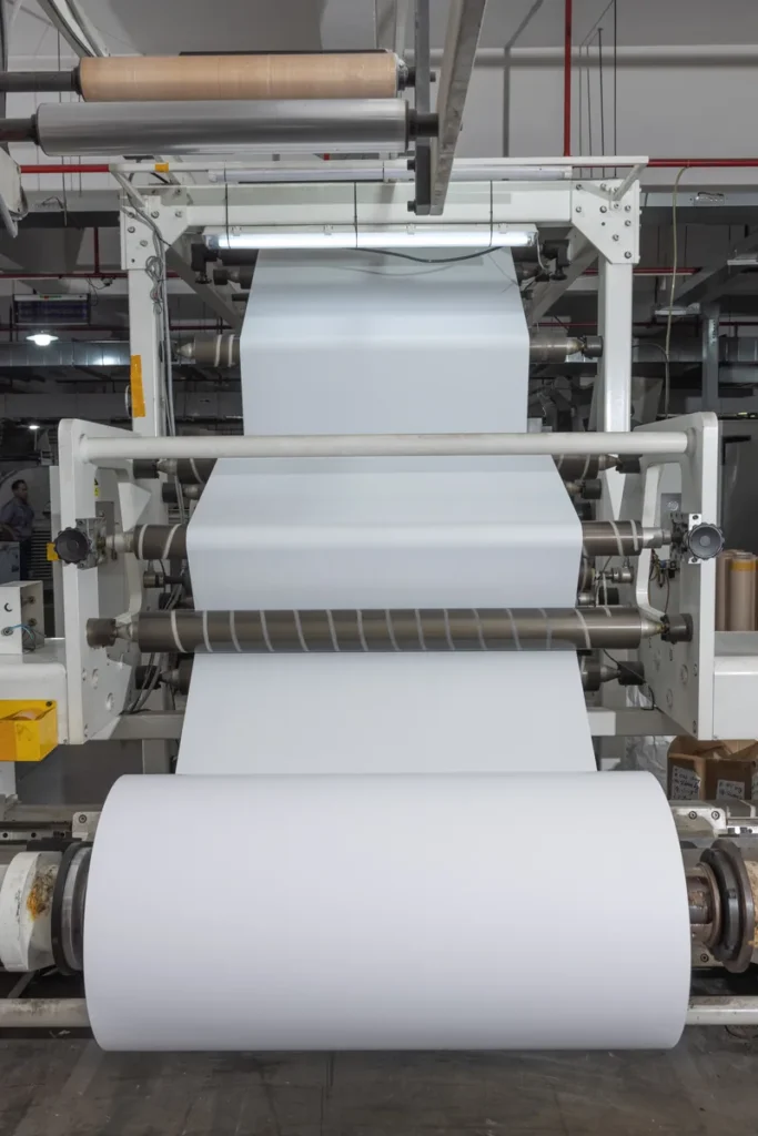 clear PET polyester film roll on converting equipment