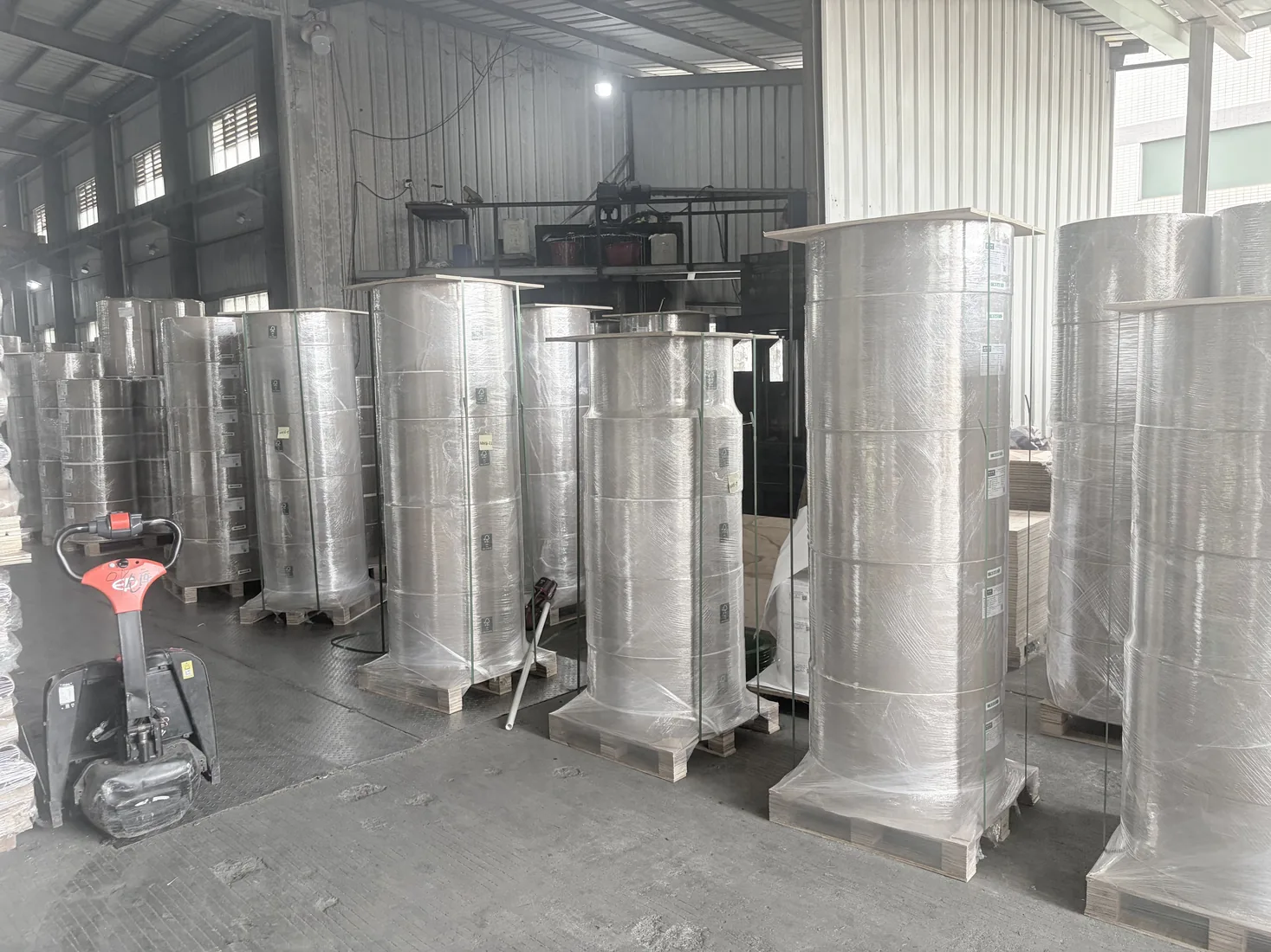 Finished roll inventory prepared for specification and packing review