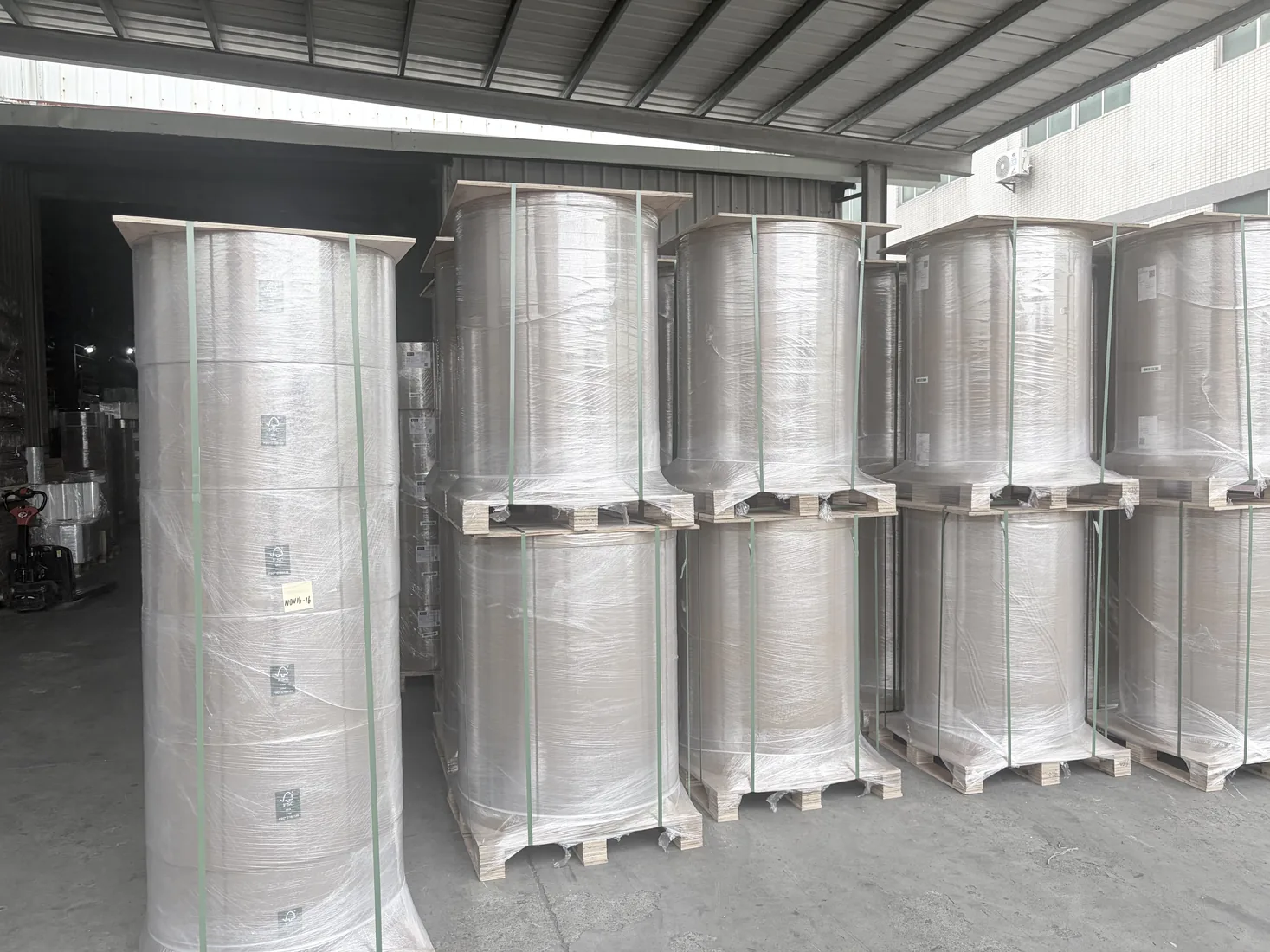 Finished and semi-finished rolls organized for factory review