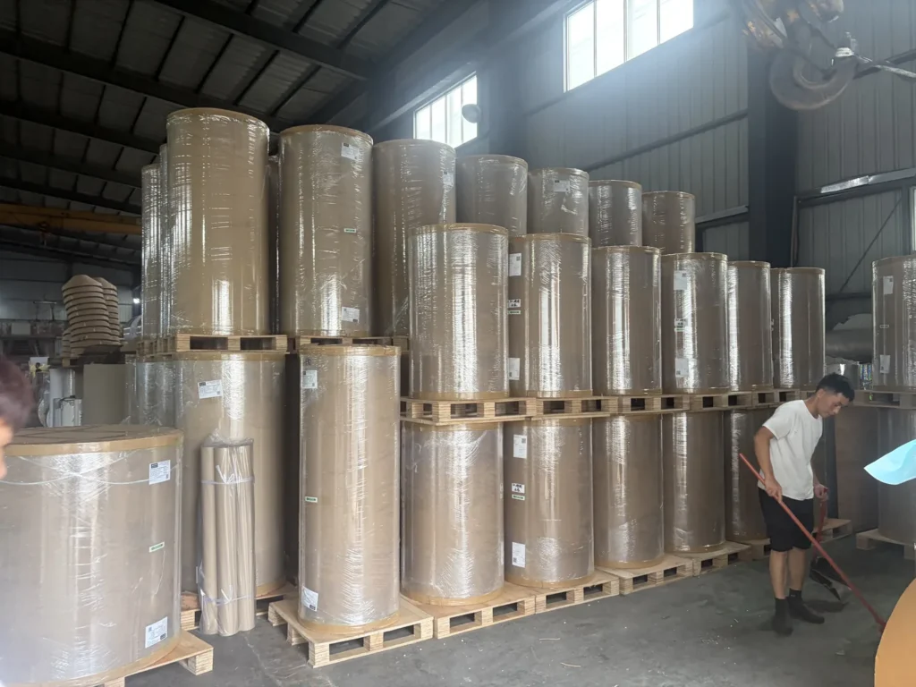 Wrapped roll materials prepared for production and dispatch review