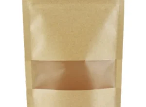 kraft coffee packaging pouch with window for roasted coffee and dry food